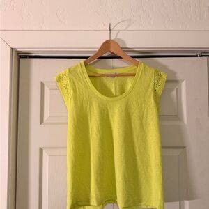 LOFT Lime Tank with Lace Sleeves